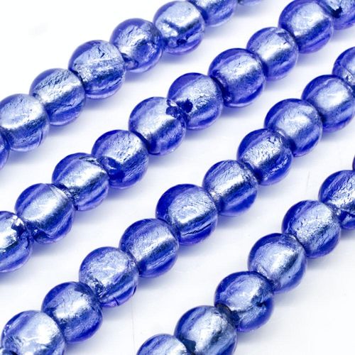 Silver Foil Round Beads 8mm 50pcs   Light Blue for jewellery making