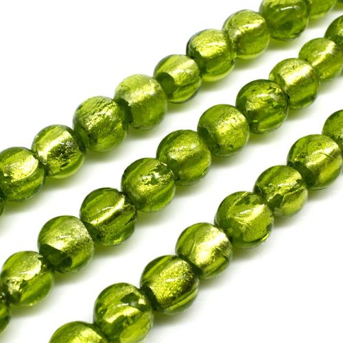 Silver Foil Round Beads 8mm 50pcs   Lime Green for jewellery making