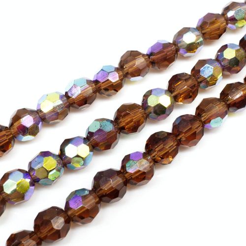 8mm crystal beads brown rainbow — faceted for jewelry making and beadwork