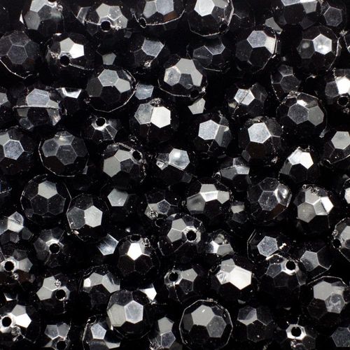 Acrylic Faceted Beads 8mm 100pc   Jet Black for jewellery making