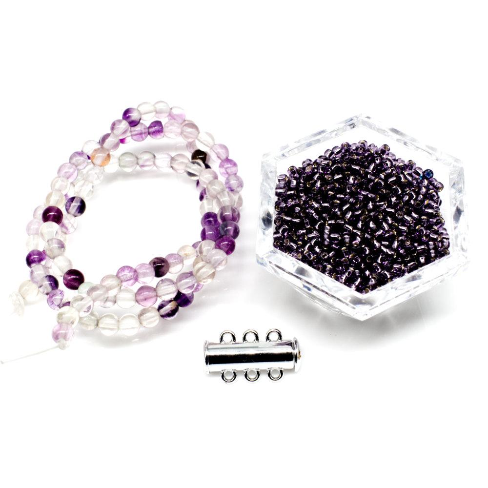 BC Week 46   3 Row Snake Stitch   Tanzanite Flourite for jewellery making
