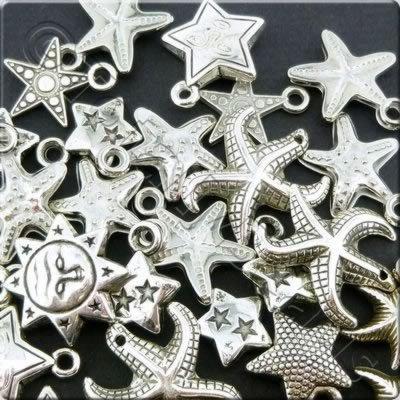 Acrylic Charms - Antique Silver - Stars
