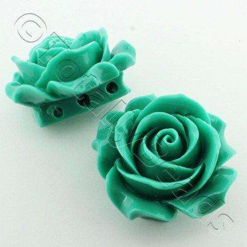 Acrylic Rose 35mm 3 Rows - Dark Green