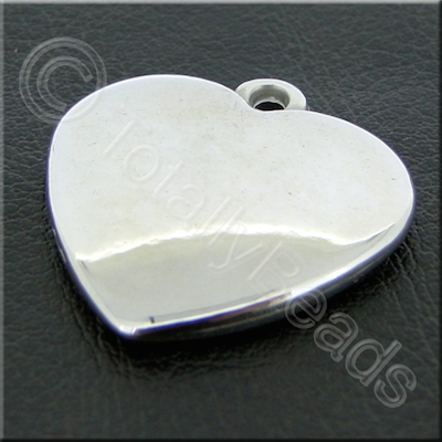 Metalised Acrylic Heart Charm - 24mm - Silver