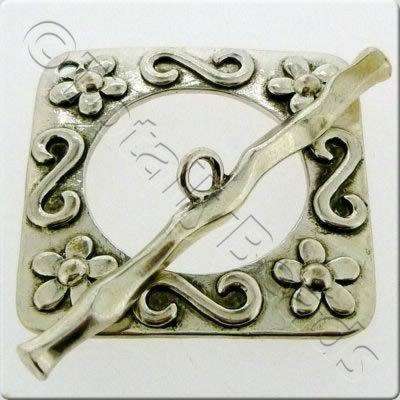 Metal Toggle - Extra Large Square 37mm Antique Silver