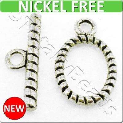 Metal Toggle - Oval 13mm 6 sets Antique Silver