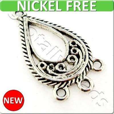 Antique Silver Metal Connector - Drop 27x15mm 8pcs