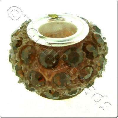Diamante Large Hole Bead - Brown