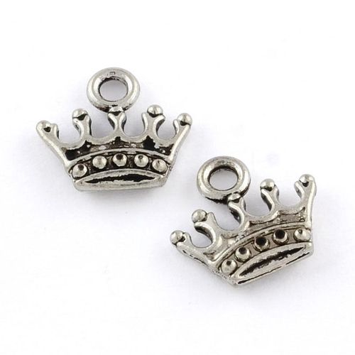 Metal Charm 5 Prong Crown 13mm 15pcs   Antique Silver for jewellery making