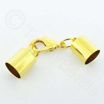 Kumihimo 10mm Barrel Lobster Clasp Gold - 1 set