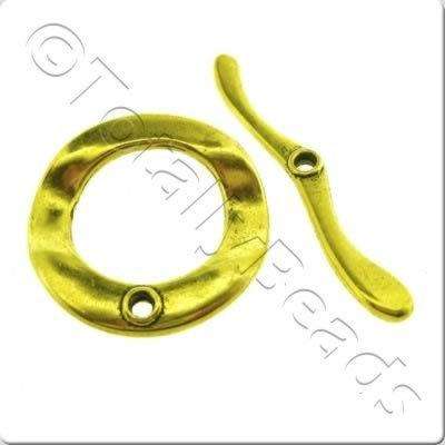 Metal Toggle - Wave Ring 30mm Antique Gold