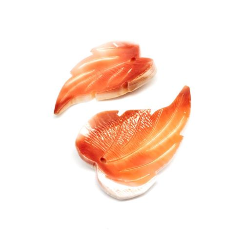 Shell Pendant Pink Carved Leaf 35mm for jewellery making