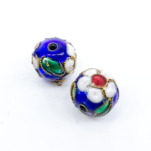 Cloisonne 12mm Round Bead   Dark Blue 1pc for jewellery making
