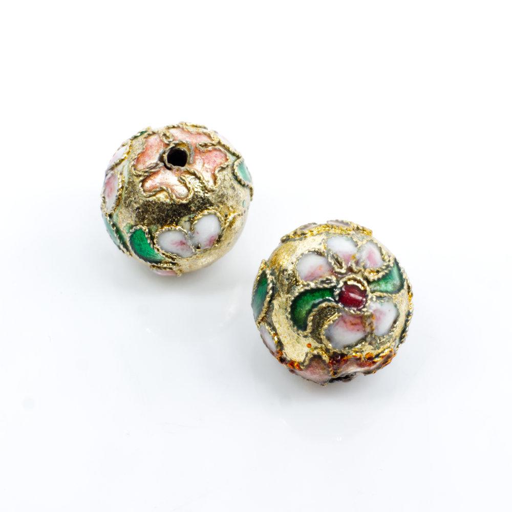 Cloisonne 12mm Round Bead   Gold 1pc for jewellery making