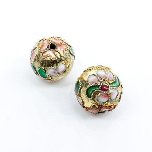 Cloisonne 12mm Round Bead   Gold 1pc for jewellery making