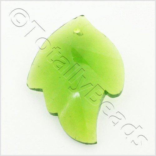 Glass Pendant Facet Leaf 27mm - Green