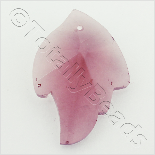 Glass Pendant Facet Leaf 27mm - Light Amethyst