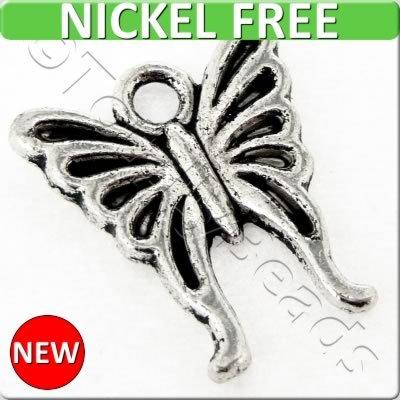 Antique Silver Metal Charm - Butterfly 16x14mm 15pcs