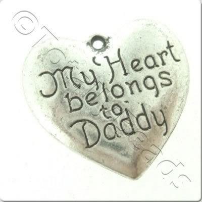 Tibetan Silver Charm - Daddy Heart 5pcs