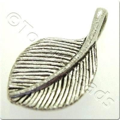 Tibetan Silver Charm - Curved Leaf