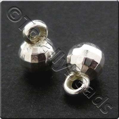 Metalised Acrylic Facet Hanger Bead 6mm - Silver 100pcs