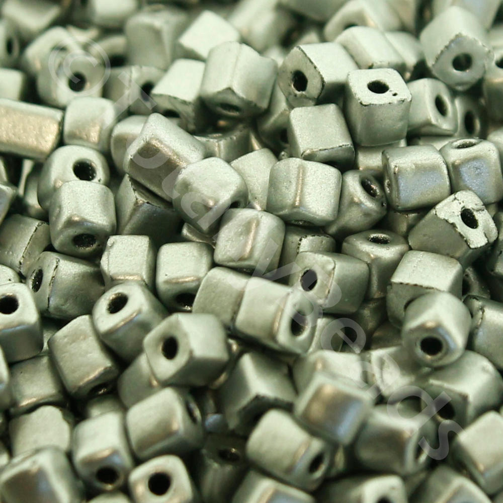Glass Cube Bead 4mm Silver - 40g