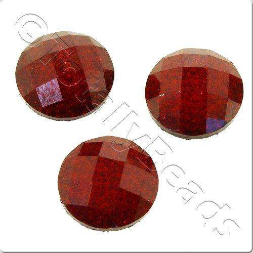Resin Cabochon 10mm - Facet Sparkle Red 10pcs
