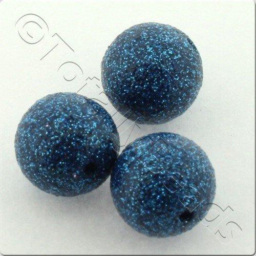 Resin Glitter Round 10mm Bead - Blue