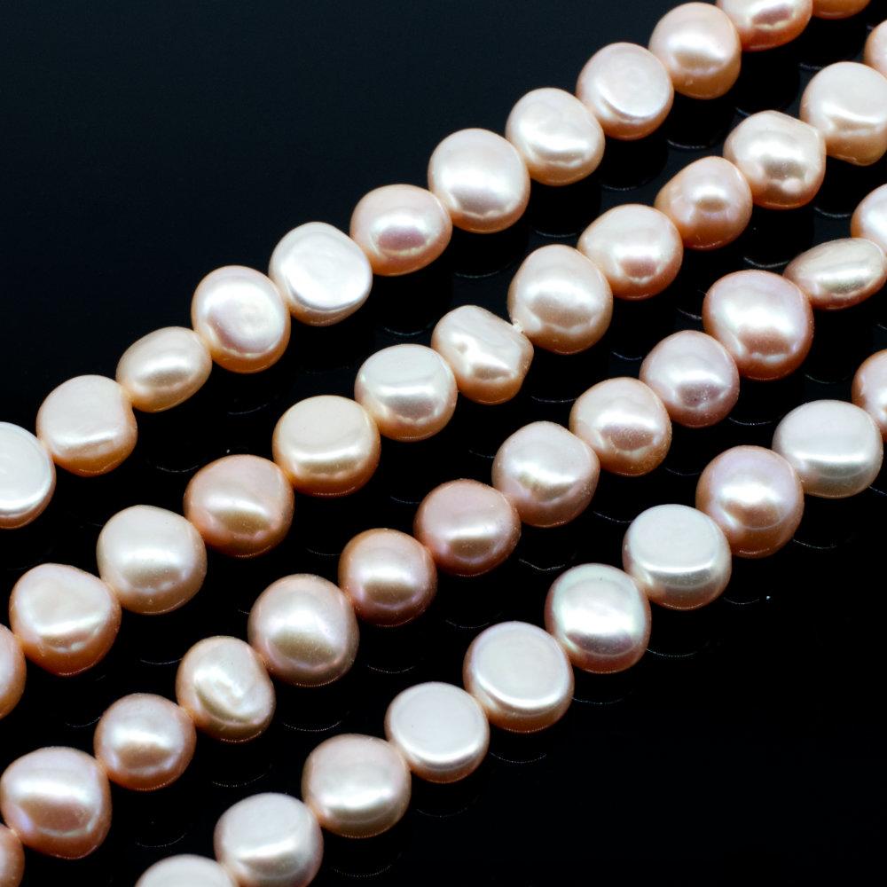 Freshwater Pearls 7 8mm Flat Oval Natural   14" String for jewellery making
