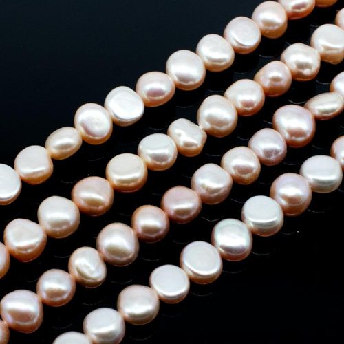 Freshwater Pearls 7 8mm Flat Oval Natural   14" String for jewellery making