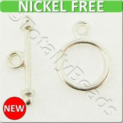Metal Toggle - Simple Ring 9mm 10 sets Silver Plated