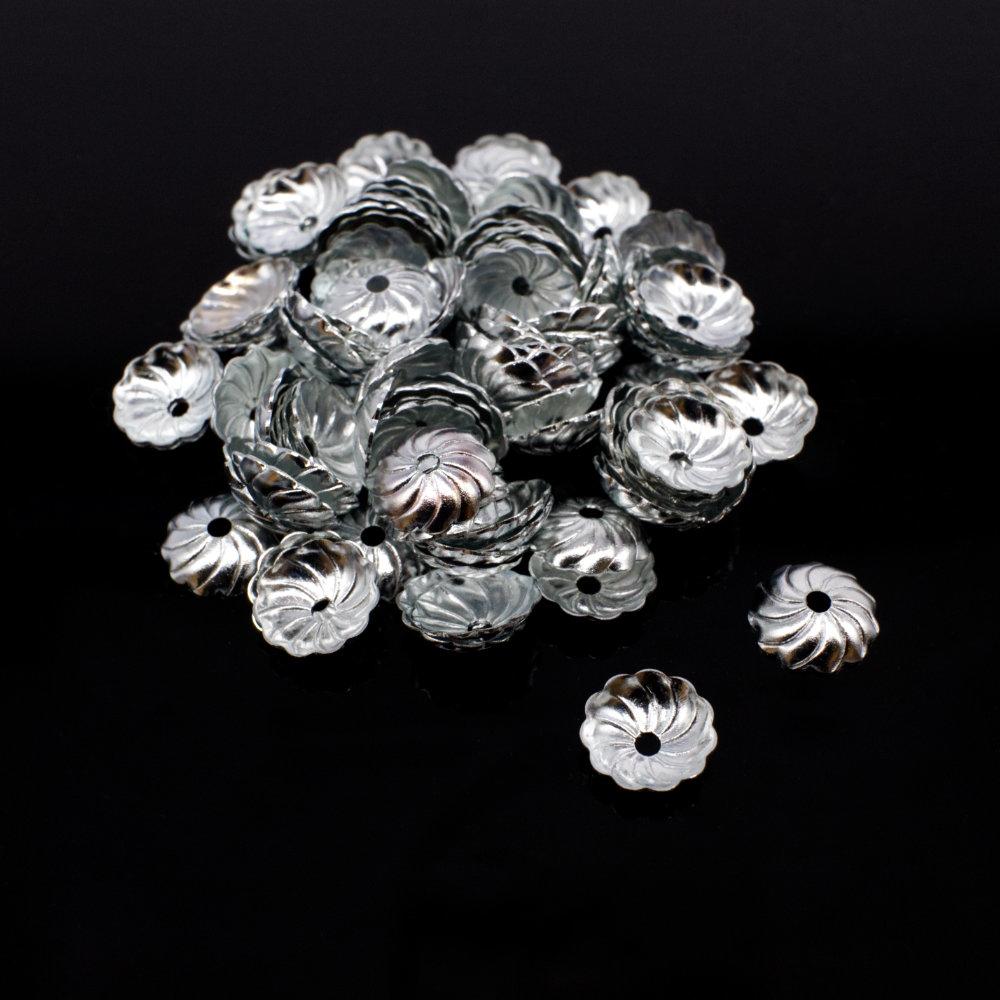 Iron Beadcap 7mm Swirl Petel   Rhodium 150pcs for jewellery making
