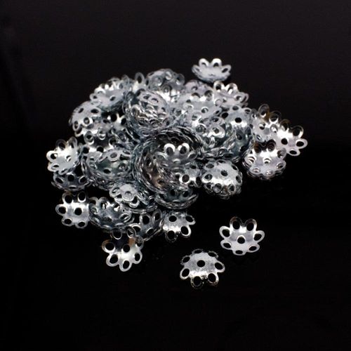 Iron Beadcap 7mm 7 Petal   Rhodium 150pcs for jewellery making