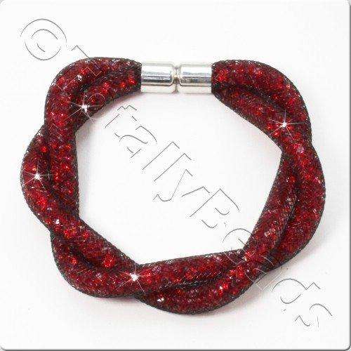 Sparkle Mesh Bracelet Kit red with black bracelet making kit — DIY set with beads and instructions for creating handmade jewelry