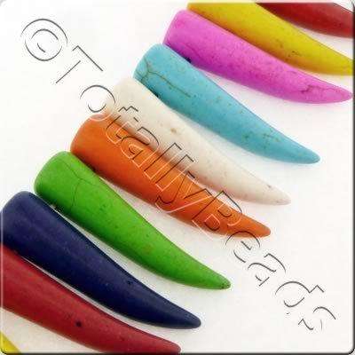 Synthetic Turquoise Eye-Tooth - 40x10mm - Mixed