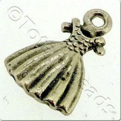 Tibetan Silver Charm - Dress on Hanger 10pcs