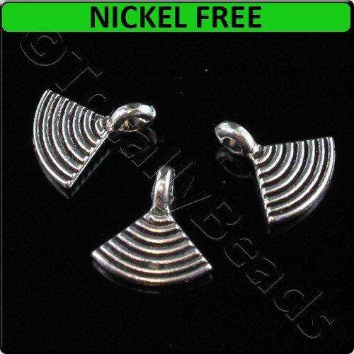 Silver Metal Charm Ridged Fan 10x11mm 25pcs