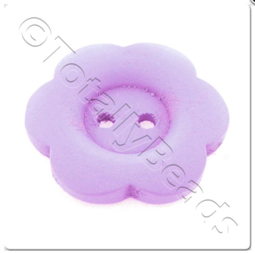 Wooden Flower Button 27mm - Violet