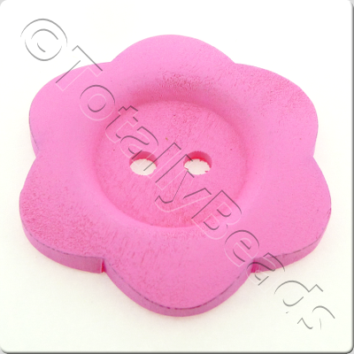 Wooden Flower Button 50mm - Pink