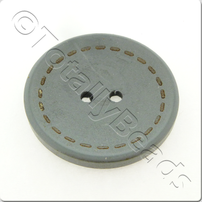 Wooden Button Stitch Effect 30mm - Grey