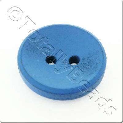 Concave Wooded Button 15mm - Blue