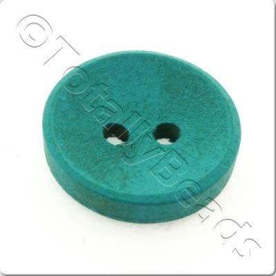 Concave Wooded Button 15mm - Turquoise