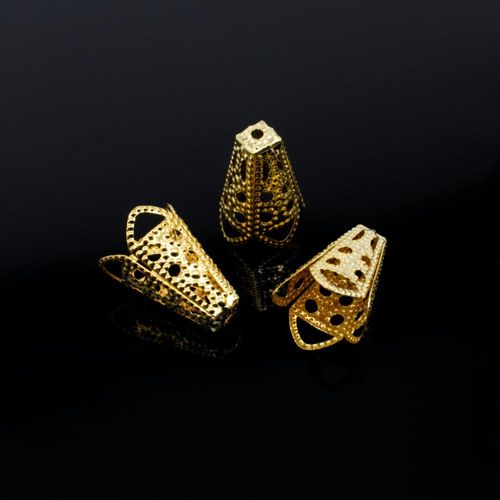 Iron Beadcone 11x16mm Filigree   Gold 25pcs for jewellery making