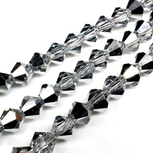 8mm crystal bicone beads half silver — plated finish, ideal for jewelry making and beadwork