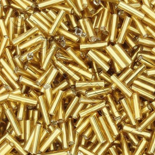 Bugle Beads 6mm - Silver Lined Gold 100g