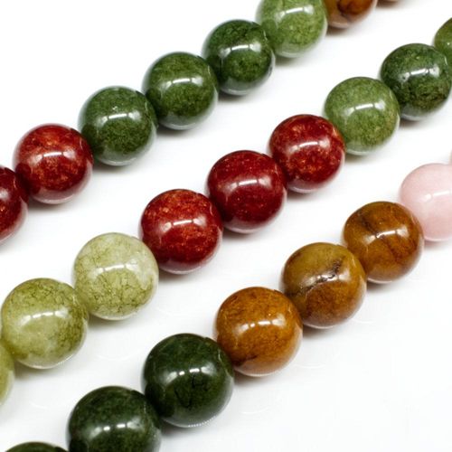 Dyed Jade Opaque Mixed Round Beads 12mm   15" String for jewellery making