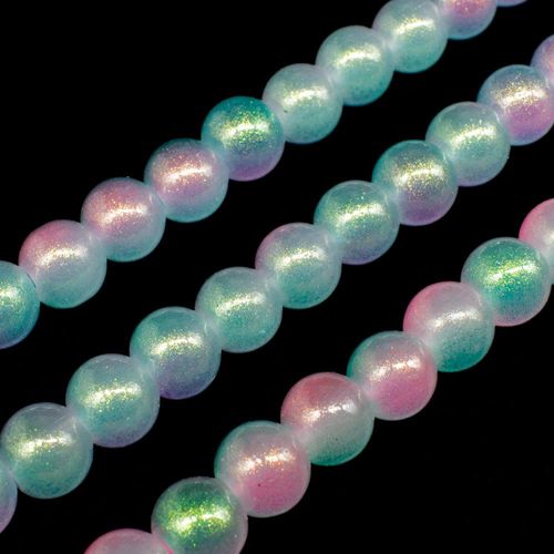 Glass Jade Glitter Beads 8mm Round   Pale Green Pink for jewellery making