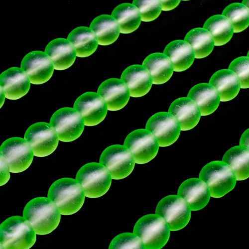 Glass Frosted Beads 6mm Round   Lime for jewellery making