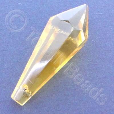 Glass Pendant Pointed Drop Yellow - 37mm
