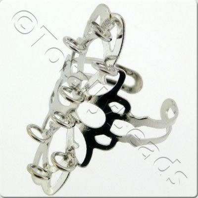 Beading Ring - 8 Loop Large Diamond - Rhodium Colour